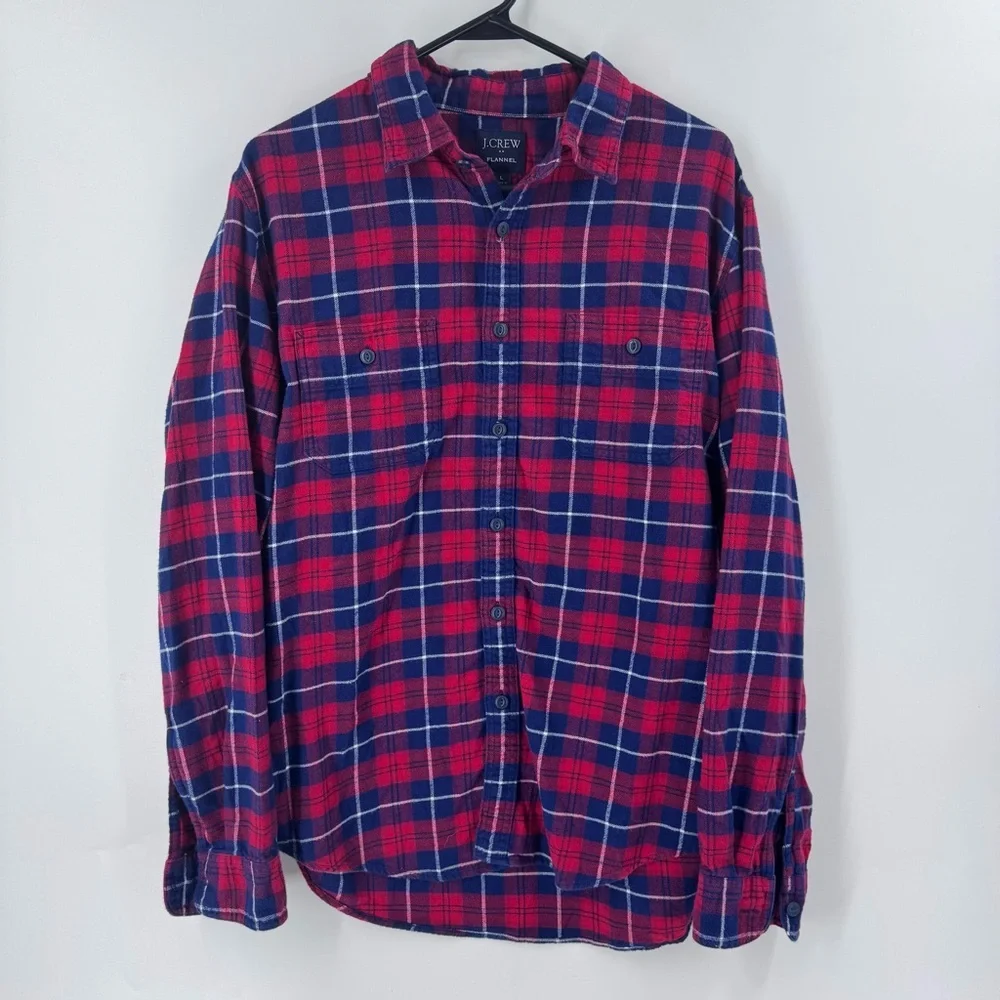 J. Crew‎ Flannel Red and Blue Casual Button Down Shirt
